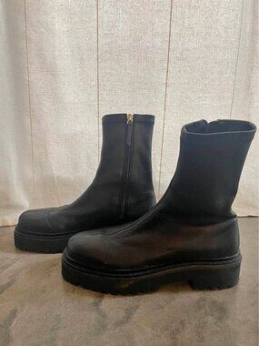 Black Suede Studio black leather boots